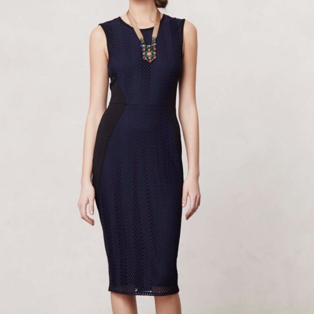 Anthropologie Sheath Pencil Black and Navy dress